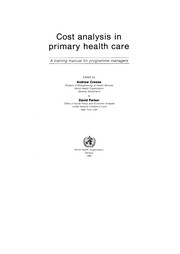 Front cover of Cost analysis in primary health care by Andrew L. Creese