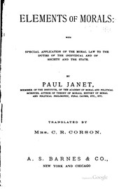 Front cover of Elements of morals by Paul Janet