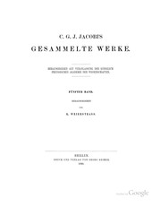 Front cover of Gesammelte Werke by Carl Gustav Jakob Jacobi