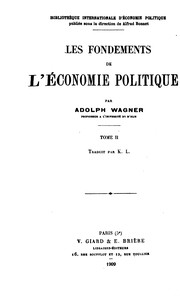 Front cover of Les fondements de l'économie politique by Adolph Wagner