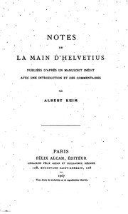 Cover of Notes de la main d'Helvetius by Helvétius