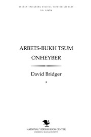 Cover of Arbeṭs-bukh tsum onheyber by David Bridger