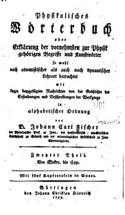 Front cover of Physikalisches Wörterbuch by Johann Karl Fischer