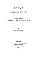 Cover of Poems, lyrical and dramatic by Sara King Wiley
