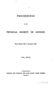 Front cover of Proceedings of the Physical Society by Unknown