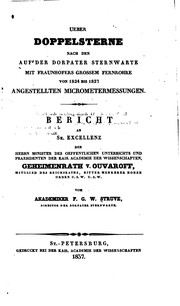 Front cover of Ueber Doppelsterne nach den auf der Dorpater Sternwarte mit Fraunhoffers ... by Friedrich Georg Wilhelm Struve
