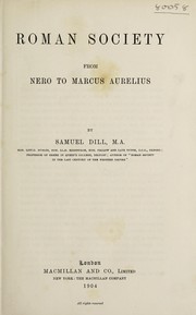 Cover of Roman society from Nero to Marcus Aurelius by Samuel Dill