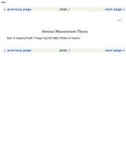 Front cover of Abstract measurement theory by Louis Narens