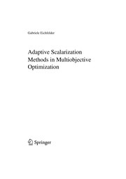 Cover of Adaptive scalarization methods in multiobjective optimization by Gabriele Eichfelder