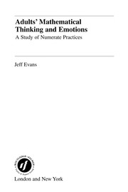 Front cover of Adults' mathematical thinking and emotions by Jeff Evans