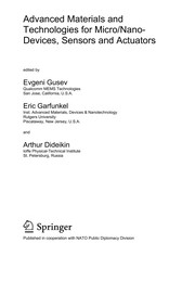 Front cover of Advanced Materials and Technologies for Micro/Nano-Devices, Sensors and Actuators by Evgeni Gusev