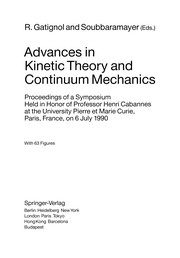 Cover of Advances in Kinetic Theory and Continuum Mechanics by Renée Gatignol