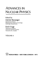 Front cover of Advances in Nuclear Physics by Michel Baranger