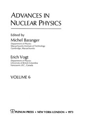 Front cover of Advances in Nuclear Physics by Michel Baranger