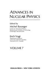 Front cover of Advances in Nuclear Physics by Michel Baranger