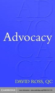 Cover of Advocacy by Ross, David QC.