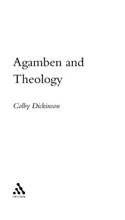 Front cover of Agamben and theology by Colby Dickinson