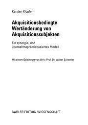 Front cover of Akquisitionsbedingte Wertänderung von Akquisitionssubjekten by Karsten Klopfer
