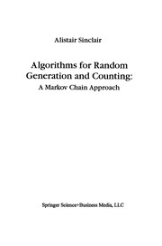 Cover of Algorithms for Random Generation and Counting: A Markov Chain Approach by Alistair Sinclair