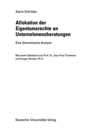 Front cover of Allokation der Eigentumsrechte an Unternehmensberatungen by Katrin Schröder