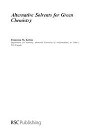 Front cover of Alternative solvents for green chemistry by Francesca M. Kerton