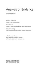 Front cover of Analysis of evidence / Terence Anderson, David Schum, William Twining by Terence Anderson