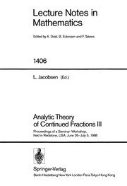 Front cover of Analytic Theory of Continued Fractions by L. Jacobsen