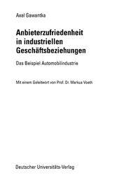 Front cover of Anbieterzufriedenheit in industriellen Geschäftsbeziehungen by Axel Gawantka