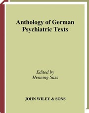 Front cover of Anthology of German psychiatric texts by Henning Sass