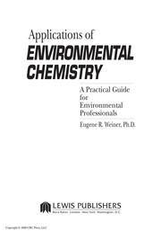 Front cover of Applications of environmental chemistry by Eugene R Weiner