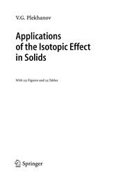 Front cover of Applications of the Isotopic Effect in Solids by Vladimir G. Plekhanov