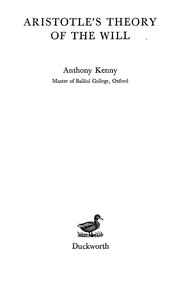 Front cover of Aristotle's theory of the will by Anthony Kenny