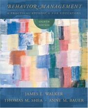 Cover of Behavior management by James Edwin Walker