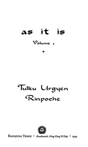 Cover of As it is by Urgyen Tulku