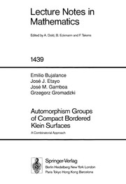 Front cover of Automorphism groups of compact bordered Klein surfaces by Emilio Bujalance