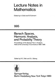Cover of Banach spaces, harmonic analysis, and probability theory by R. C. Blei