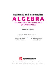 Cover of Beginning and intermediate algebra by James W. Hall