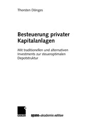 Front cover of Besteuerung privater Kapitalanlagen by Thorsten Dönges