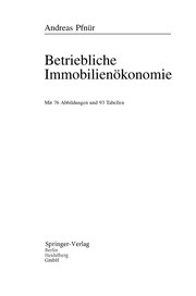 Cover of Betriebliche Immobilienökonomie by Andreas Pfnür