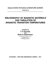 Cover of Bibliography of Magnetic Materials and Tabulation of Magnetic Transition Temperatures by T. F. Connolly