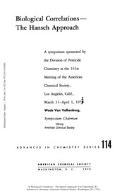 Front cover of Biological correlations--the Hansch approach by Wade Van Valkenburg
