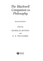 Front cover of BLACKWELL COMPANION TO PHILOSOPHY; ED. BY NICHOLAS BUNNIN by Nicholas Bunnin