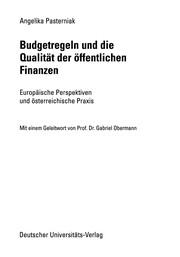 Front cover of Budgetregeln und die Qualität der öffentlichen Finanzen by Angelika Pasterniak