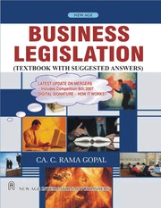 Front cover of Business legislation (textbook with suggested answers) by Ca. C. Rama Gopal