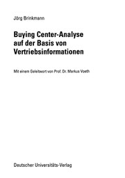 Front cover of Buying Center-Analyse auf der Basis von Vertriebsinformationen by Jörg Brinkmann