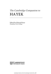 Cover of The Cambridge companion to Hayek by Edward Feser