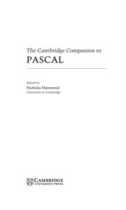 Front cover of The Cambridge companion to Pascal by Nicholas Hammond