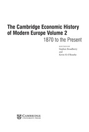 Cover of The Cambridge economic history of modern Europe by S. N. Broadberry