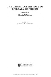 Front cover of The Cambridge history of literary criticism by George Alexander Kennedy