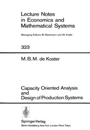 Front cover of Capacity Oriented Analysis and Design of Production Systems by M. B. M. Koster